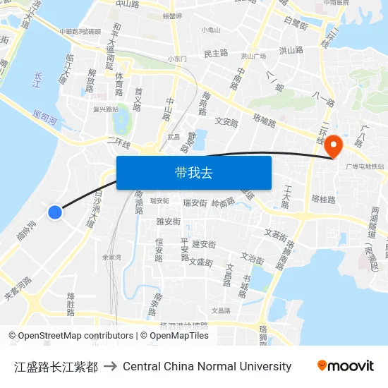 江盛路长江紫都 to Central China Normal University map