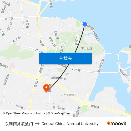 东湖南路凌波门 to Central China Normal University map