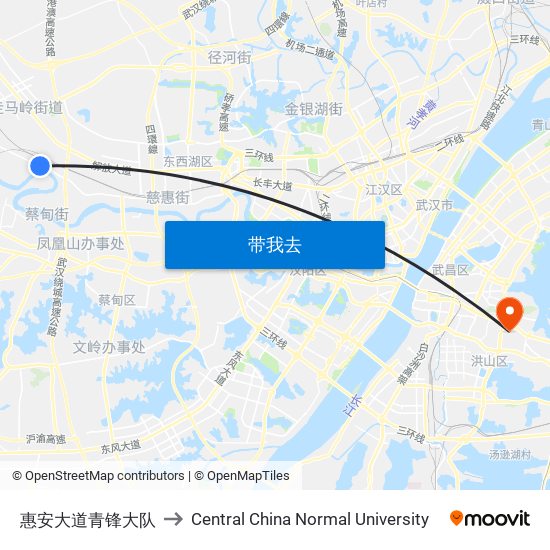 惠安大道青锋大队 to Central China Normal University map