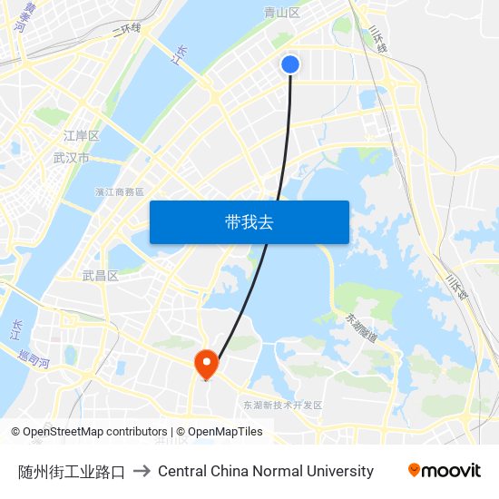 随州街工业路口 to Central China Normal University map