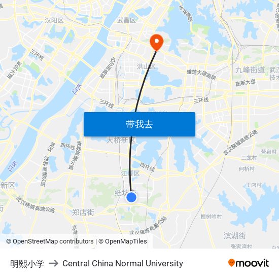 明熙小学 to Central China Normal University map