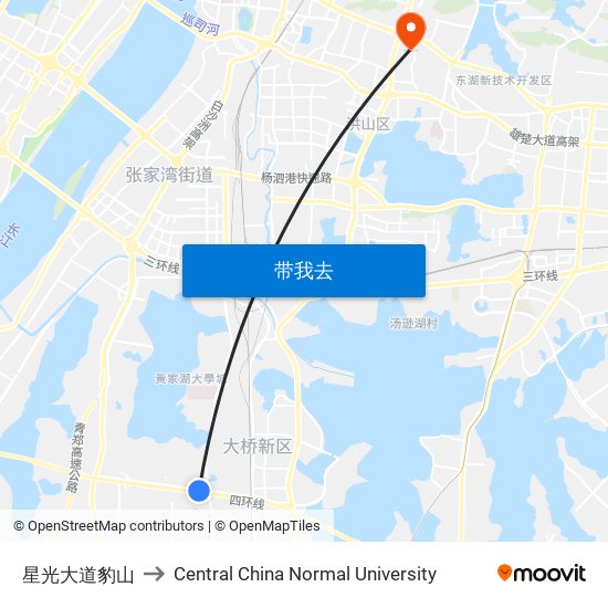 星光大道豹山 to Central China Normal University map