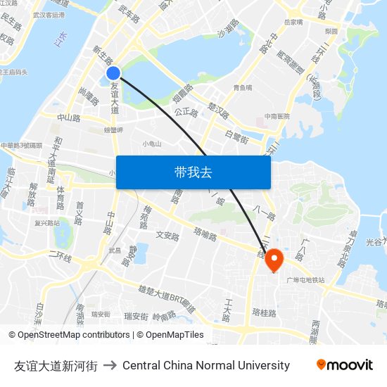 友谊大道新河街 to Central China Normal University map