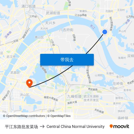 平江东路批发菜场 to Central China Normal University map