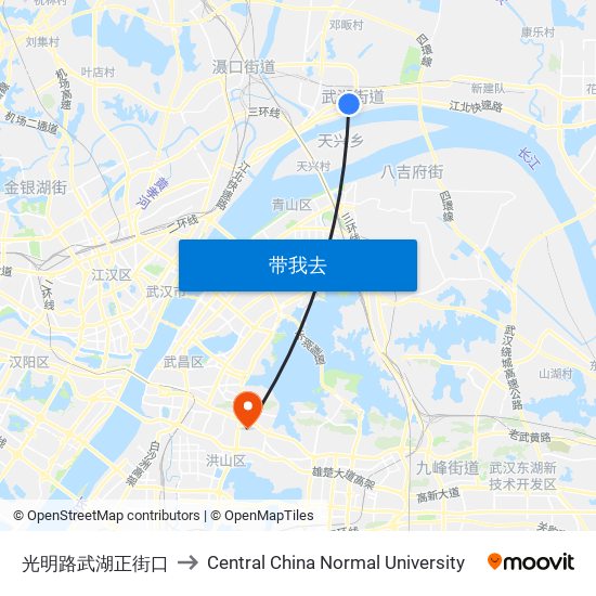 光明路武湖正街口 to Central China Normal University map
