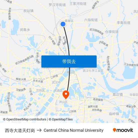 西寺大道天灯岗 to Central China Normal University map
