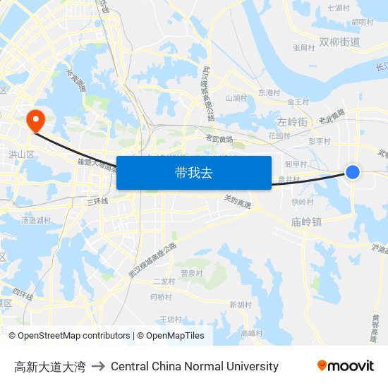 高新大道大湾 to Central China Normal University map