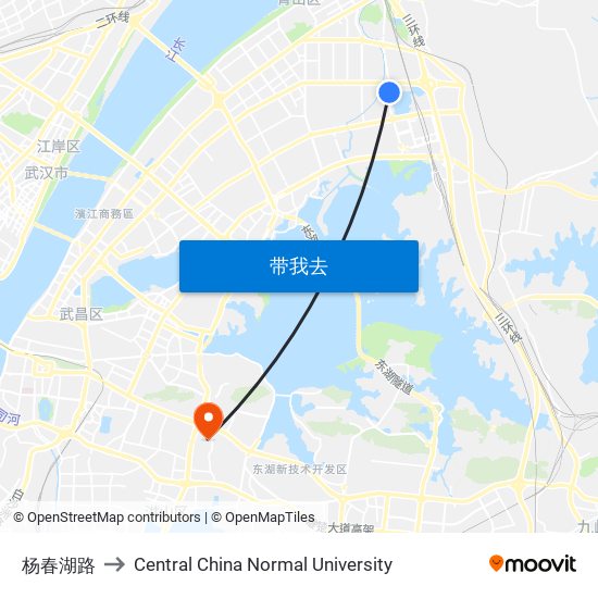 杨春湖路 to Central China Normal University map