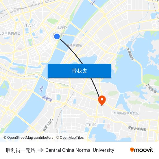 胜利街一元路 to Central China Normal University map