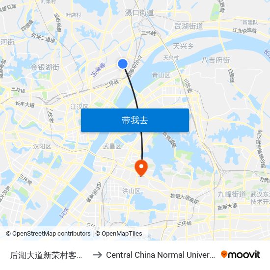 后湖大道新荣村客运站 to Central China Normal University map