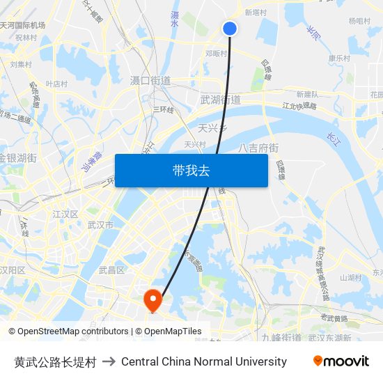 黄武公路长堤村 to Central China Normal University map