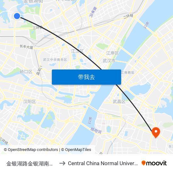 金银湖路金银湖南二路 to Central China Normal University map