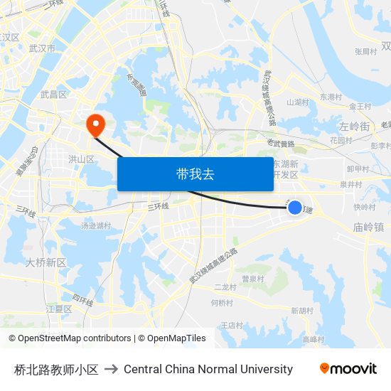 桥北路教师小区 to Central China Normal University map