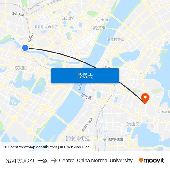 沿河大道水厂一路 to Central China Normal University map