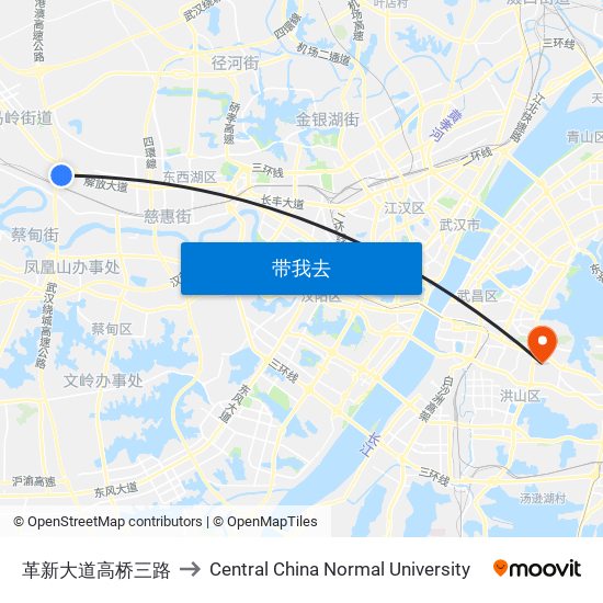 革新大道高桥三路 to Central China Normal University map