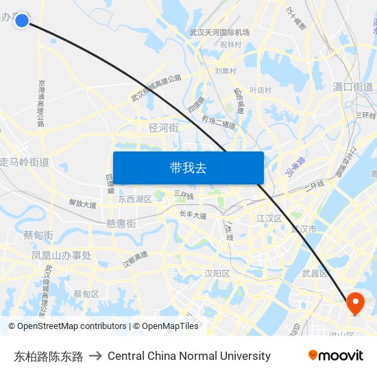 东柏路陈东路 to Central China Normal University map