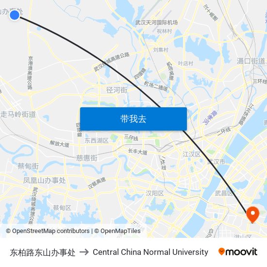 东柏路东山办事处 to Central China Normal University map
