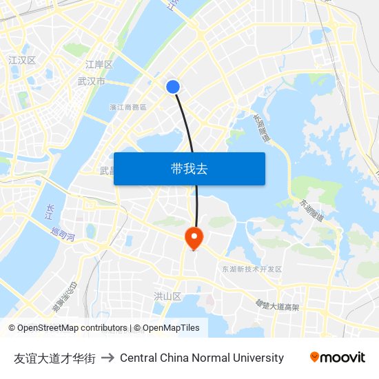 友谊大道才华街 to Central China Normal University map