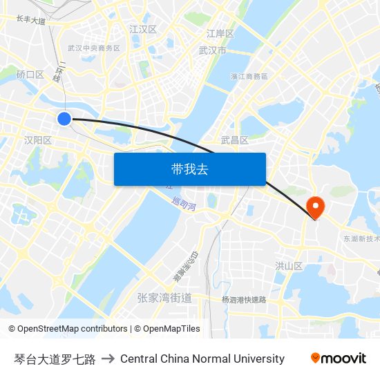 琴台大道罗七路 to Central China Normal University map