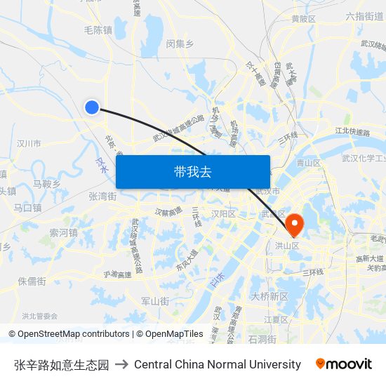 张辛路如意生态园 to Central China Normal University map