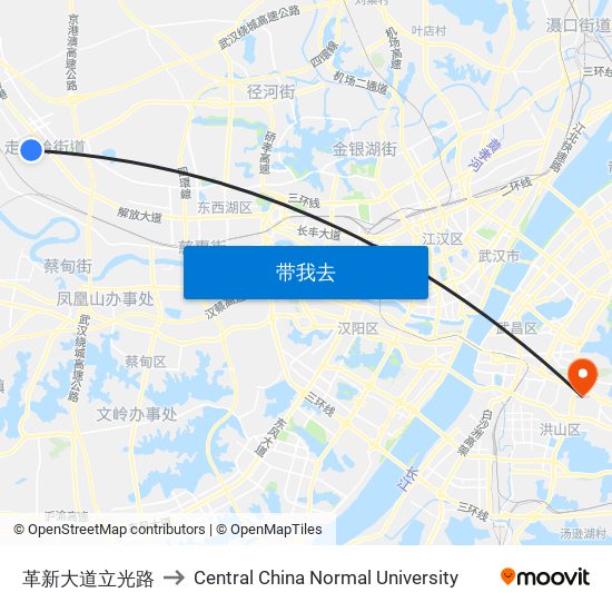 革新大道立光路 to Central China Normal University map