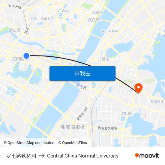 罗七路铁桥村 to Central China Normal University map