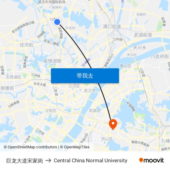 巨龙大道宋家岗 to Central China Normal University map
