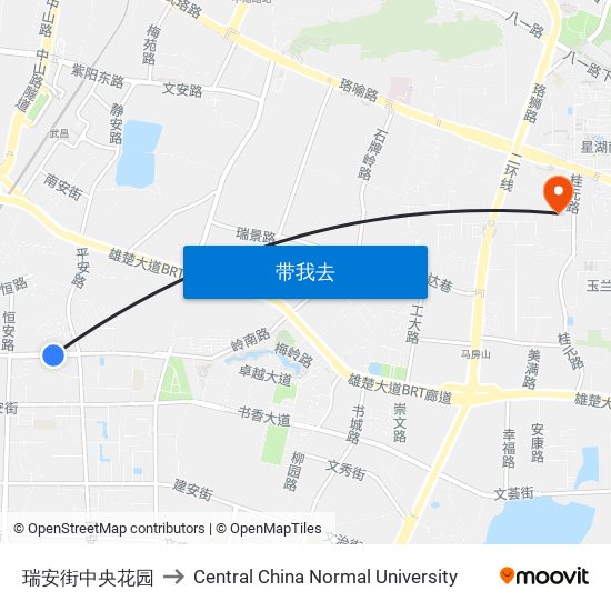 瑞安街中央花园 to Central China Normal University map