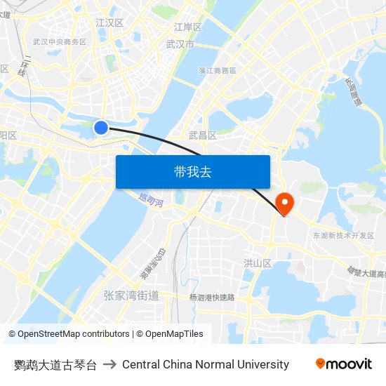 鹦鹉大道古琴台 to Central China Normal University map