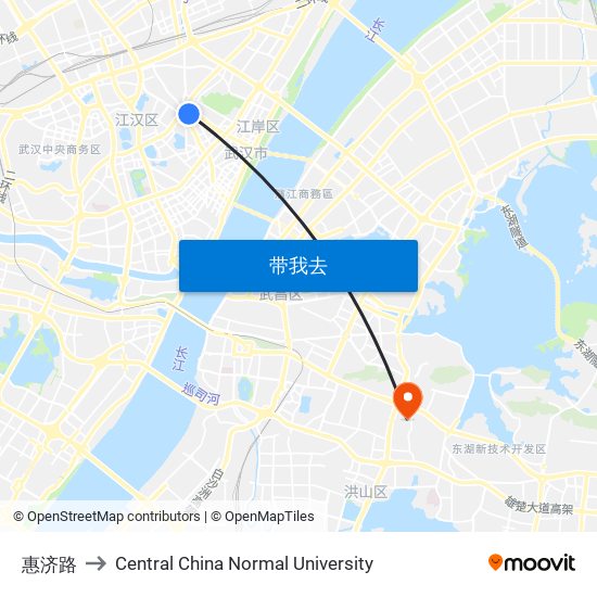 惠济路 to Central China Normal University map