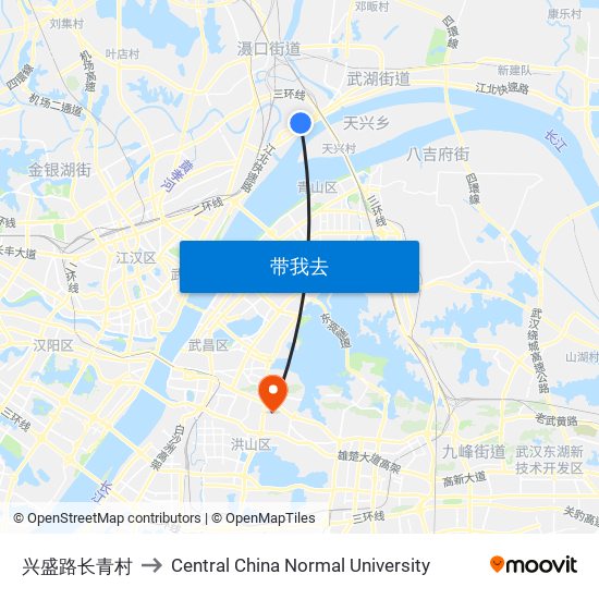 兴盛路长青村 to Central China Normal University map