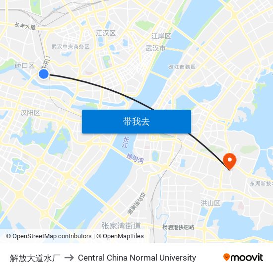 解放大道水厂 to Central China Normal University map