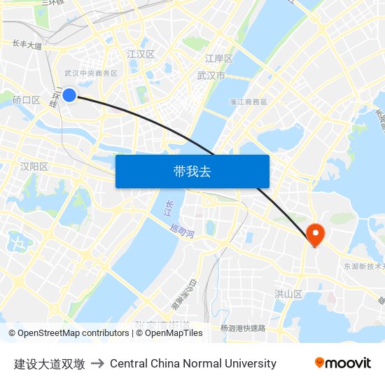建设大道双墩 to Central China Normal University map