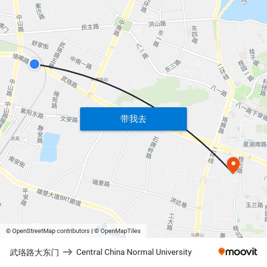 武珞路大东门 to Central China Normal University map