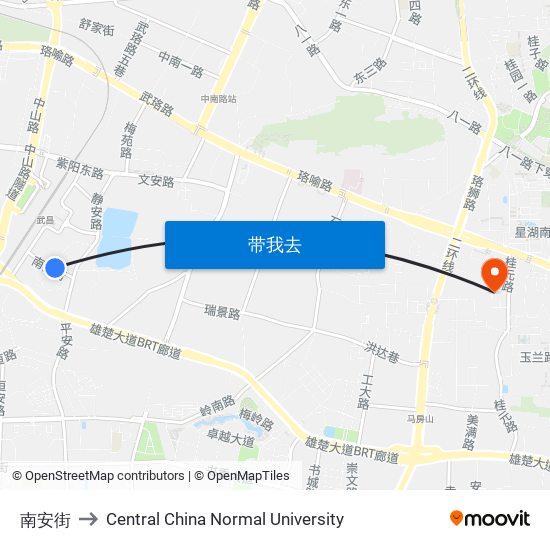 南安街 to Central China Normal University map