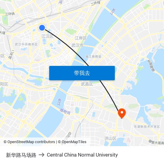 新华路马场路 to Central China Normal University map