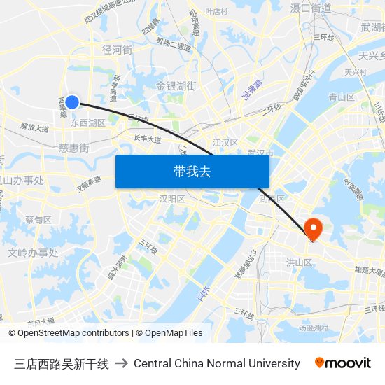 三店西路吴新干线 to Central China Normal University map
