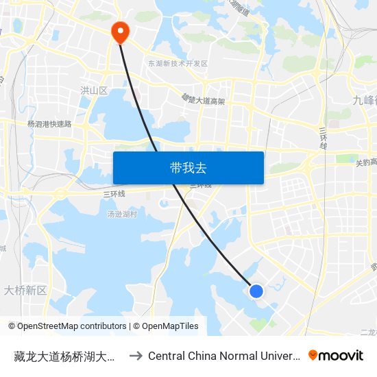 藏龙大道杨桥湖大道口 to Central China Normal University map