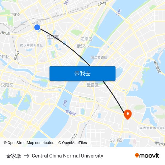 金家墩 to Central China Normal University map