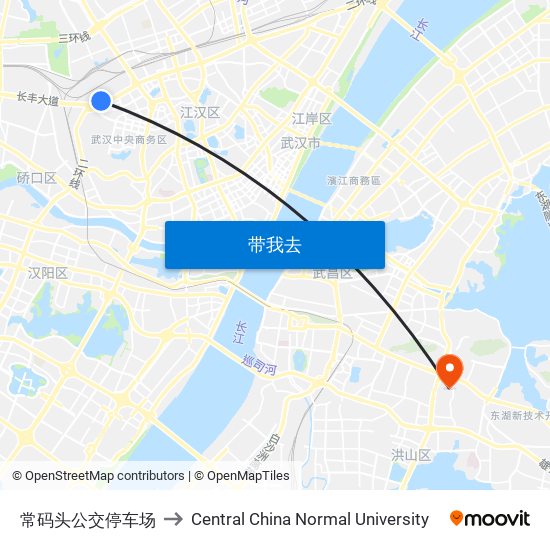 常码头公交停车场 to Central China Normal University map