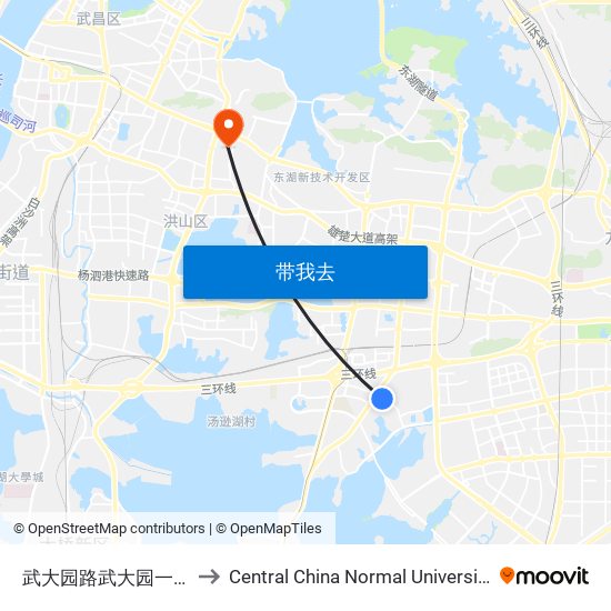 武大园路武大园一路 to Central China Normal University map