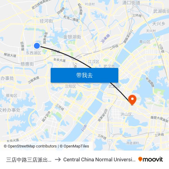 三店中路三店派出所 to Central China Normal University map