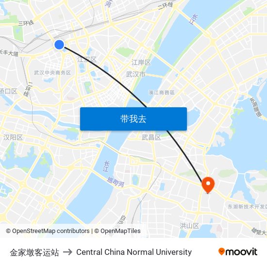 金家墩客运站 to Central China Normal University map