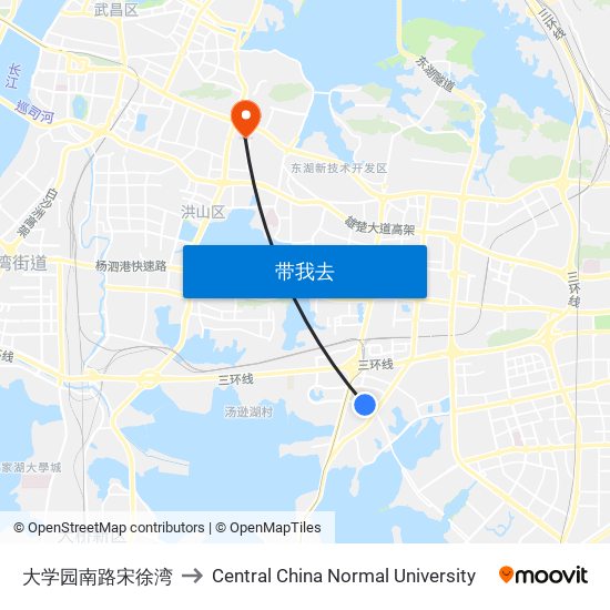 大学园南路宋徐湾 to Central China Normal University map