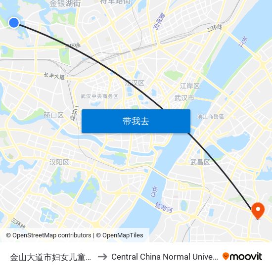 金山大道市妇女儿童中心 to Central China Normal University map