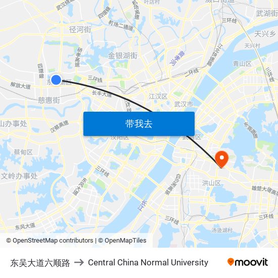 东吴大道六顺路 to Central China Normal University map