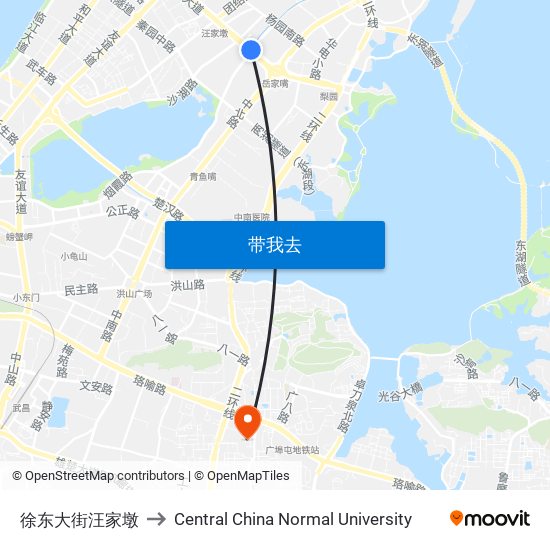 徐东大街汪家墩 to Central China Normal University map