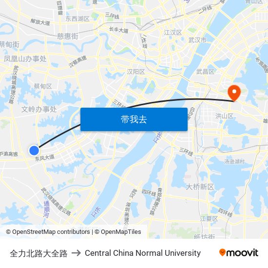 全力北路大全路 to Central China Normal University map