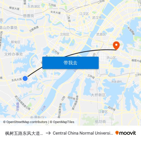 枫树五路东风大道口 to Central China Normal University map