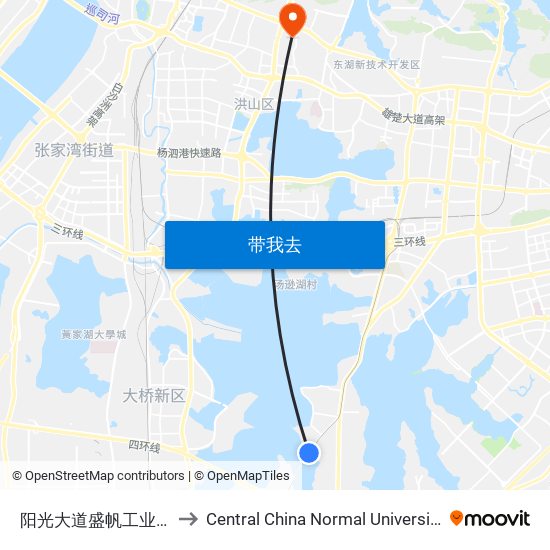 阳光大道盛帆工业园 to Central China Normal University map